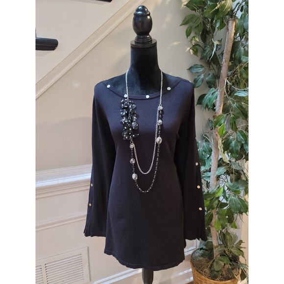 Alfani Sweater Women's Size 2X Black Long Sleeve Pullover with Button Detail - Picture 1 of 10